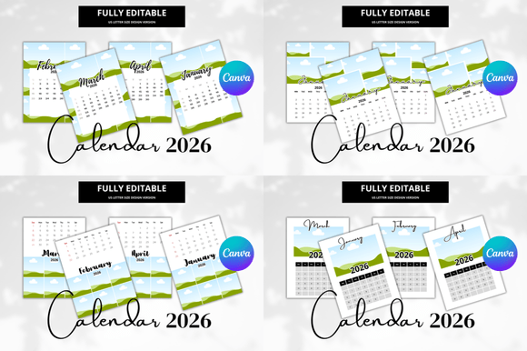 2026 Calendar Template: 81 Pages, MRR &amp; PLR, Editable Canva (Digital Download)  💰 Done-for-You 2026 Calendar Canva Template – Sell &amp; Keep 100% Profit!