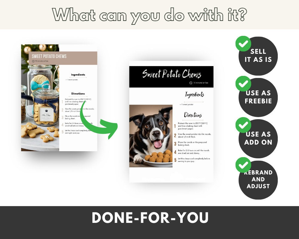 Dog Treat Recipe Book: Canva Template with Resell Rights (PDF)  🐶Here's your Dog Recipe Book (MRR + PLR) with full resale rights
