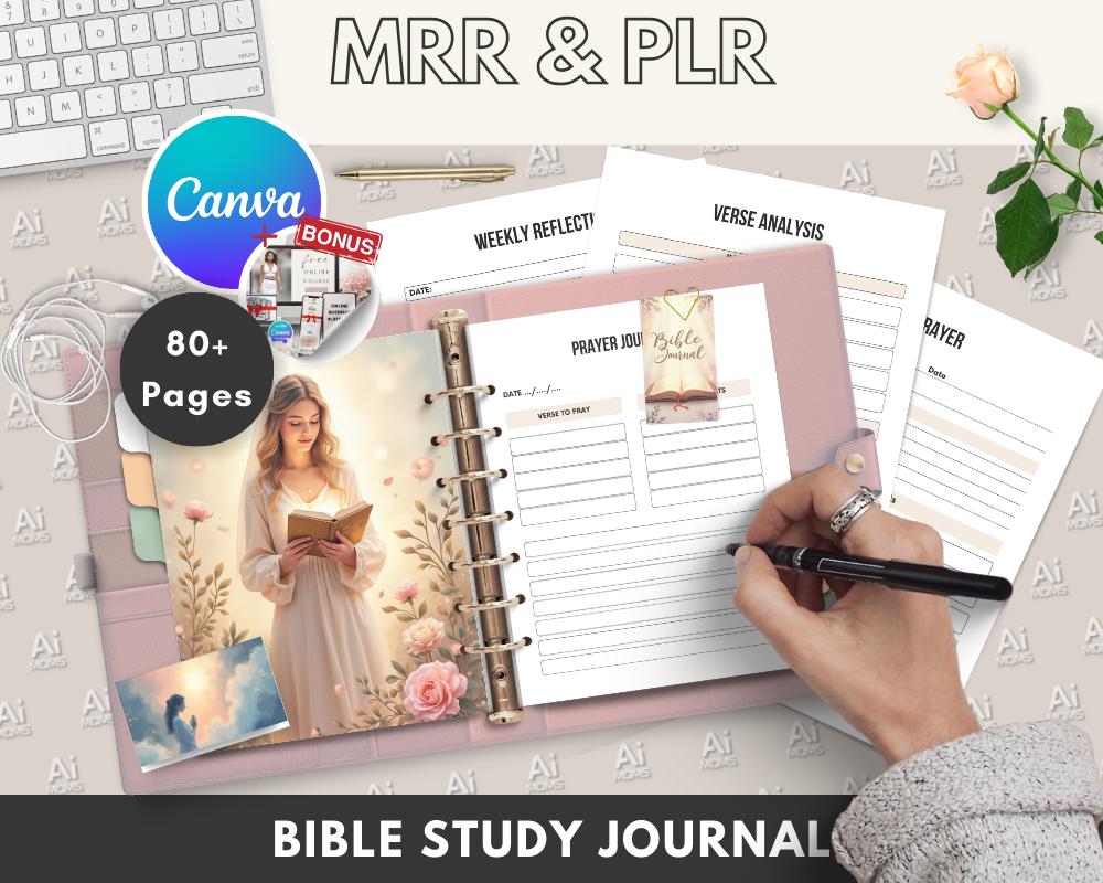 Free Bible Study Journal: Prayer Workbook, Verse Analysis (Canva Template, MRR)  Grab this Canva Template Link for a Bible Study Journal