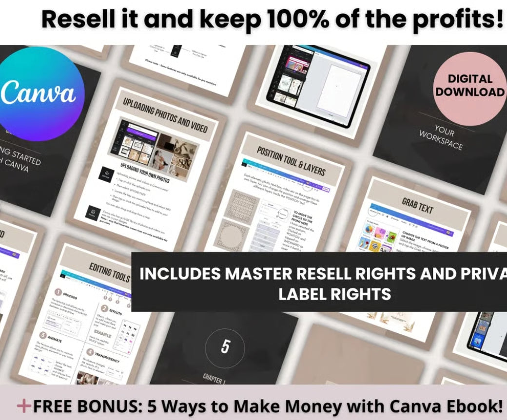 Canva Crash Course with Master Resell Rights and Private Label Rights, Done-for-You Canva Course to Resell for 100% Profit, MRR & PLR Guide